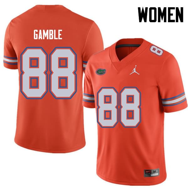 Women's NCAA Florida Gators Kemore Gamble #88 Stitched Authentic Jordan Brand Orange College Football Jersey YQM7365XJ